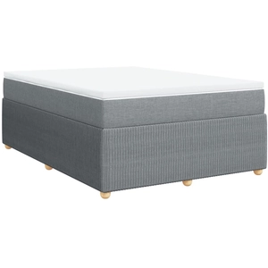 vidaXL Sommier à lattes de lit avec matelas Gris clair 140x200cm Tissu pas cher