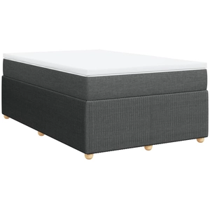 vidaXL Sommier à lattes de lit avec matelas Gris foncé 140x190cm Tissu pas cher