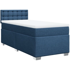 vidaXL Sommier à lattes de lit avec matelas Bleu 140x190 cm Tissu pas cher