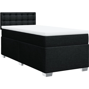 vidaXL Sommier à lattes de lit avec matelas Noir 140x190 cm Tissu pas cher