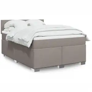 vidaXL Sommier à lattes de lit avec matelas Taupe 140x190 cm Tissu pas cher