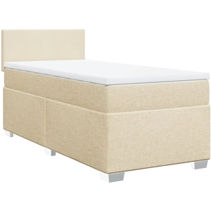 vidaXL Sommier à lattes de lit avec matelas Crème 120x200 cm Tissu pas cher