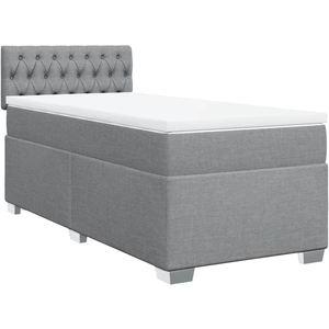 vidaXL Sommier à lattes de lit avec matelas Gris clair 140x190cm Tissu pas cher