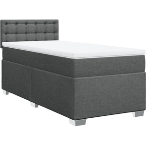 vidaXL Sommier à lattes de lit avec matelas Gris foncé 120x200cm Tissu pas cher