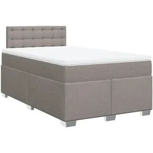 vidaXL Sommier à lattes de lit avec matelas Taupe 120x200 cm Tissu pas cher