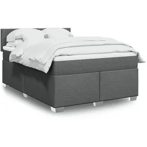 vidaXL Sommier à lattes de lit avec matelas Gris foncé 140x190cm Tissu pas cher