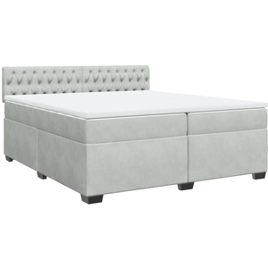 vidaXL Sommier à lattes de lit et matelas Gris clair 200x200cm Velours pas cher