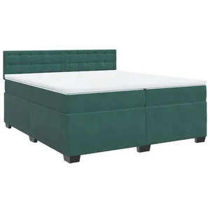 vidaXL Sommier à lattes de lit et matelas Vert foncé 200x200cm Velours pas cher