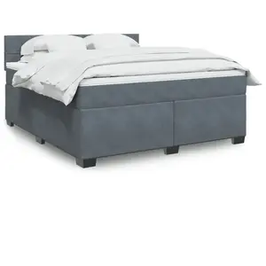 vidaXL Sommier à lattes de lit et matelas Gris foncé 180x200cm Velours pas cher