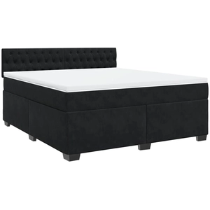 vidaXL Sommier à lattes de lit avec matelas Noir 180x200 cm Velours pas cher