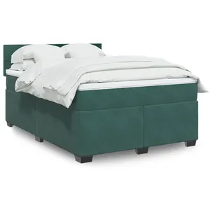 vidaXL Sommier à lattes de lit et matelas Vert foncé 160x200cm Velours pas cher