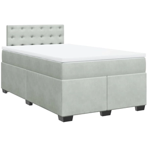 vidaXL Sommier à lattes de lit et matelas Gris clair 140x200cm Velours pas cher
