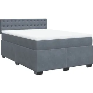 vidaXL Sommier à lattes de lit et matelas Gris foncé 140x200cm Velours pas cher