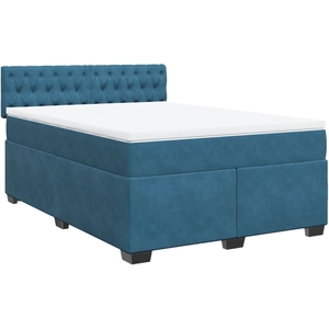 vidaXL Sommier à lattes de lit et matelas bleu 180x200 cm velours pas cher