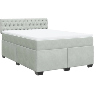 vidaXL Sommier à lattes de lit et matelas Gris clair 140x200cm Velours pas cher