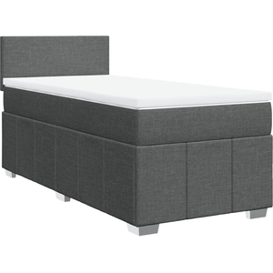 vidaXL Sommier à lattes de lit avec matelas Gris foncé 160x200cm Tissu pas cher