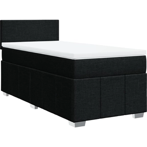vidaXL Sommier à lattes de lit avec matelas Noir 160x200 cm Tissu pas cher