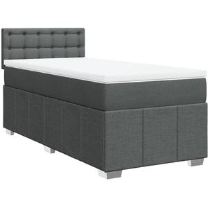 vidaXL Sommier à lattes de lit avec matelas Gris foncé 120x200cm Tissu pas cher