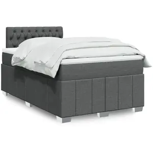 vidaXL Sommier à lattes de lit avec matelas Gris foncé 120x200cm Tissu pas cher