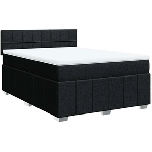 Sommier à lattes de lit avec matelas Noir 140x200 cm Tissu Vidaxl Noir pas cher