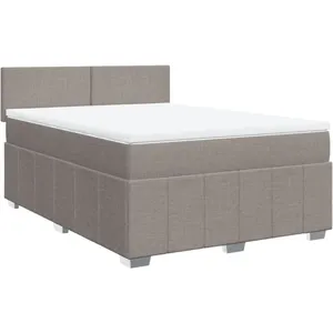 vidaXL Sommier à lattes de lit avec matelas Taupe 140x200 cm Tissu pas cher