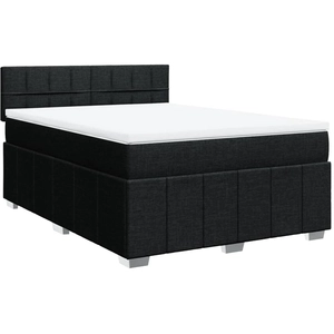 Sommier à lattes de lit avec matelas Noir 140x190 cm Tissu Vidaxl Noir pas cher