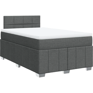vidaXL Sommier à lattes de lit avec matelas Gris foncé 120x200cm Tissu pas cher