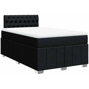 vidaXL Vidaxl Sommier À Lattes De Lit Avec Matelas Noir 140x190 Cm Tissu pas cher