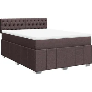 vidaXL Sommier à lattes de lit avec matelas Marron foncé 140x190 cm pas cher