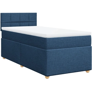 vidaXL Sommier à lattes de lit avec matelas Bleu 140x200 cm Tissu pas cher