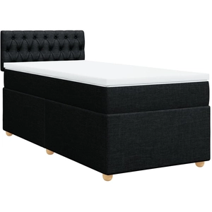vidaXL Sommier à lattes de lit avec matelas Noir 140x190 cm Tissu pas cher