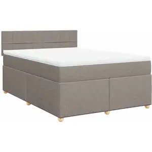 vidaXL Sommier à lattes de lit avec matelas Taupe 140x190 cm Tissu pas cher