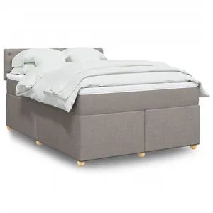 vidaXL Sommier à lattes de lit avec matelas Taupe 140x190 cm Tissu pas cher