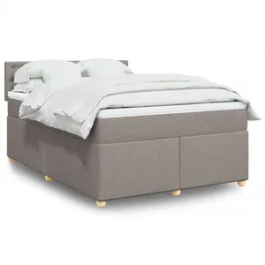 vidaXL Sommier à lattes de lit avec matelas Taupe 140x190 cm Tissu pas cher