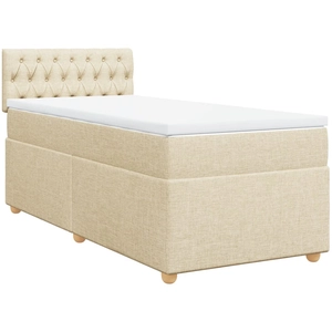 vidaXL Sommier à lattes de lit avec matelas Crème 120x200 cm Tissu pas cher