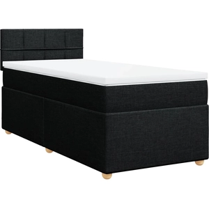 vidaXL Sommier à lattes de lit avec matelas Noir 140x190 cm Tissu pas cher