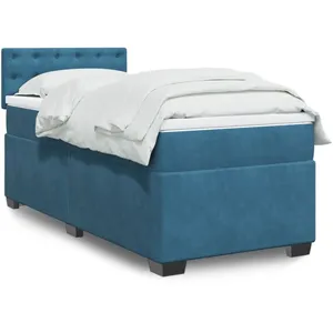 vidaXL Sommier à lattes de lit avec matelas Bleu foncé 90x200 cm pas cher