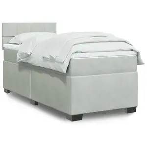 vidaXL Sommier à lattes de lit et matelas Gris clair 90x190 cm Velours pas cher