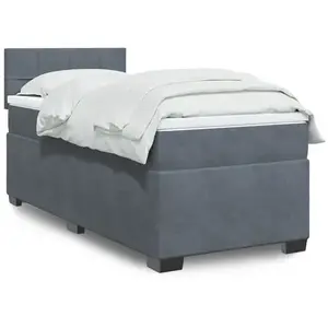 vidaXL Sommier à lattes de lit et matelas Gris foncé 90x190 cm Velours pas cher