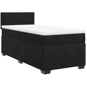 vidaXL Sommier à lattes de lit avec matelas Noir 90x190 cm Velours pas cher