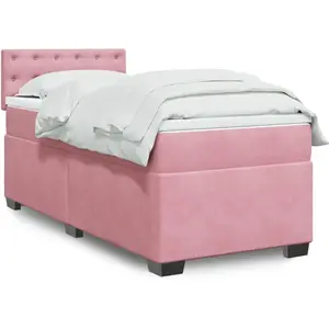 vidaXL Sommier à lattes de lit et matelas Rose 80x200 cm Velours pas cher