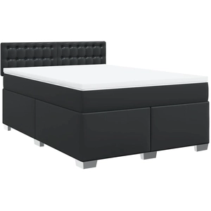 vidaXL Sommier à lattes de lit avec matelas Noir 180x200 cm Similicuir pas cher