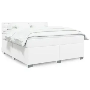 vidaXL Sommier à lattes de lit avec matelas Blanc 180x200cm Similicuir pas cher