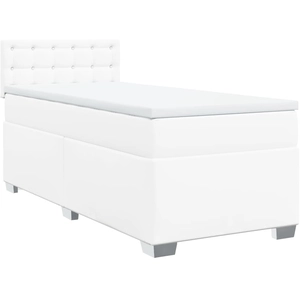 vidaXL Sommier à lattes de lit avec matelas Blanc 140x190cm Similicuir pas cher