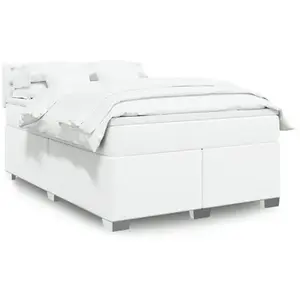 vidaXL Sommier à lattes de lit avec matelas Blanc 140x200cm Similicuir pas cher