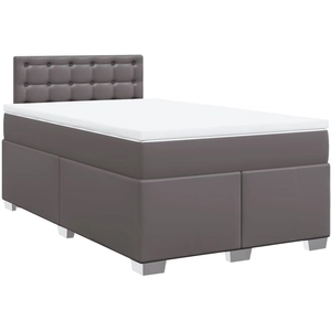 vidaXL Sommier à lattes de lit avec matelas Gris 120x200 cm Similicuir pas cher