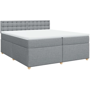 vidaXL Sommier à lattes de lit avec matelas Gris clair 200x200cm Tissu pas cher