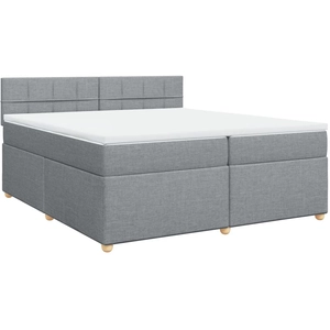 vidaXL Sommier à lattes de lit avec matelas Gris clair 200x200cm Tissu pas cher