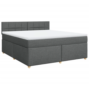 vidaXL Sommier à lattes de lit avec matelas Gris foncé 180x200cm Tissu pas cher