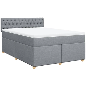 vidaXL Sommier à lattes de lit avec matelas Gris clair 180x200cm Tissu pas cher